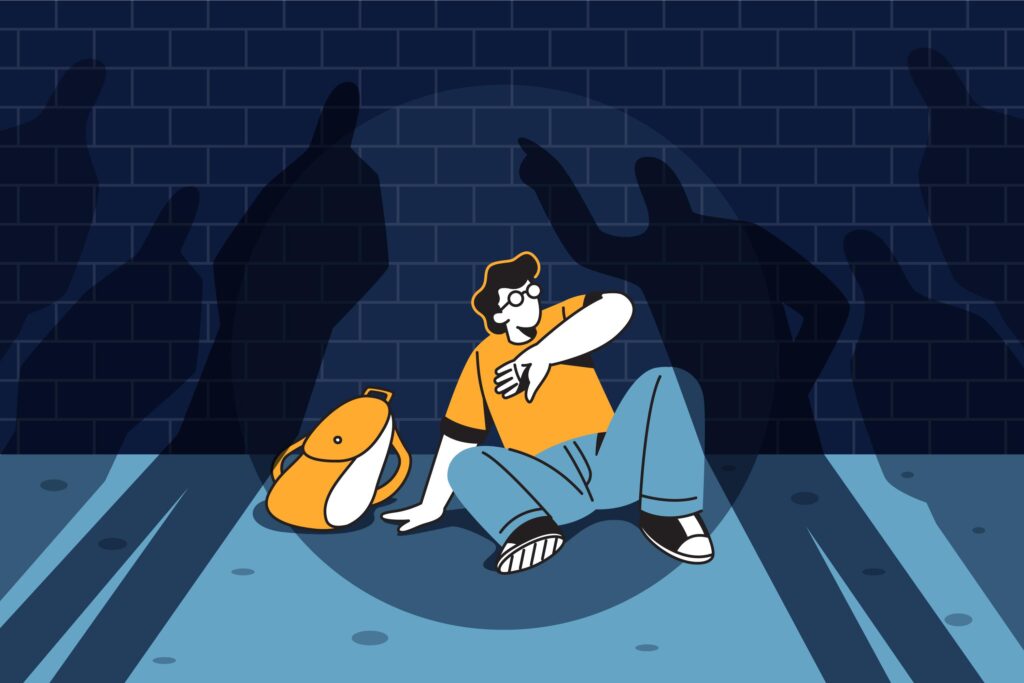 Shadows ignoring a person