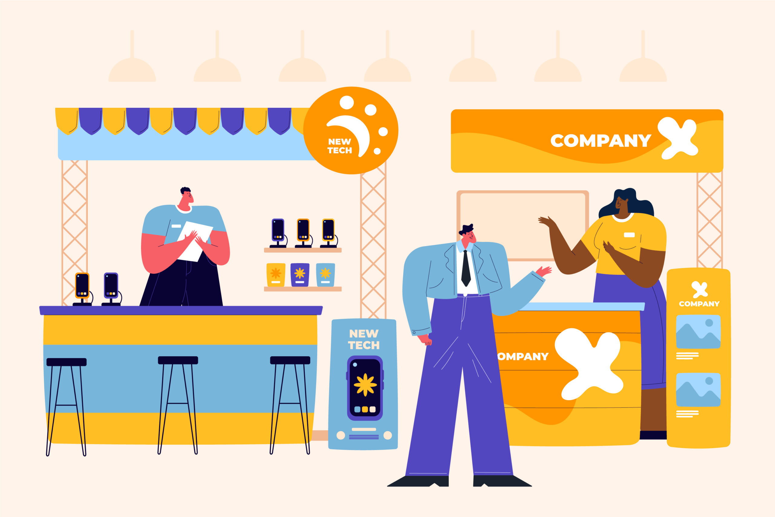Visitors interact with exhibitors at tech event booths—most conversations are exploratory, but the right strategy can convert them into qualified leads.